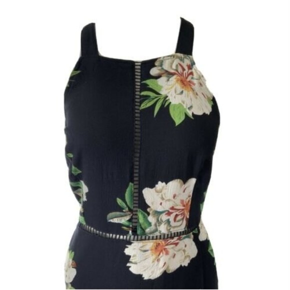 Zesica Floral Halter Strappy Back Maxi Dress Blue L - Picture 5 of 11